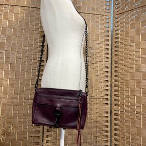 Elegant Plum Burgundy Rebecca Minkoff Leather Crossbody Bag